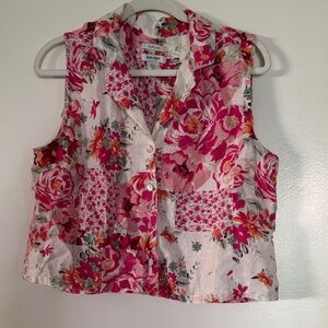 Haute Hippie Pink Multi Floral Sleeveless Top Blouse